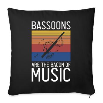 Woodwind instrument and bassoon wind instrument - Sofa pillowcase 17,3'' x 17,3'' (45 x 45 cm) - black - Front