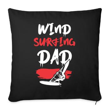 Papa planche à voile - Housse de coussin décorative 45 x 45 cm - noir - Devant