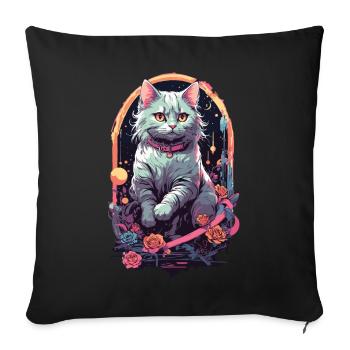 Design de chat Pastel gothique pour E-Girls - Housse de coussin décorative 45 x 45 cm - noir - Devant