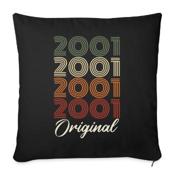 2001 Cadeau D'anniversaire Vintage Original 2001 - Housse de coussin décorative 45 x 45 cm - noir - Devant