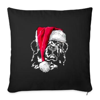 NEWFOUNDLAND - NEWFOUNDLAND Christmas present - Sofa pillowcase 17,3'' x 17,3'' (45 x 45 cm) - black - Front