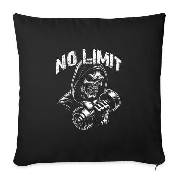 No Limit Workout Bodybuilding Skull with Dumbbell - Sofa pillowcase 17,3'' x 17,3'' (45 x 45 cm) - black - Front