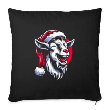 Drôle de chèvre de Noël avec chapeau de Père Noël - Housse de coussin décorative 45 x 45 cm - noir - Devant