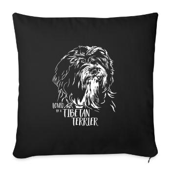 Loved by a Tibetan Terrier Saying Dogs Wilsigns - Sofa pillowcase 17,3'' x 17,3'' (45 x 45 cm) - black - Front