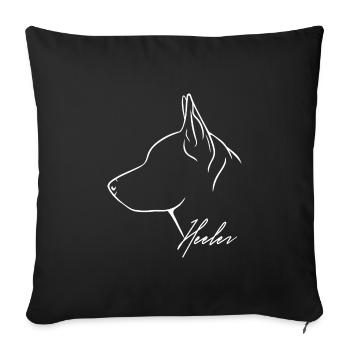 Profil de talonneur Bouvier Chien Chiens Chien Wilsigns - Housse de coussin décorative 45 x 45 cm - noir - Devant
