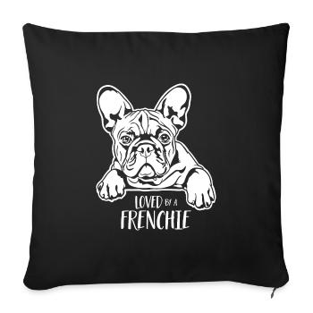 Aimé par un chien Frenchie disant bouledogue Wilsigns - Housse de coussin décorative 45 x 45 cm - noir - Devant