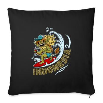 Indonesia Surfboard Summer Bali Barong Wave - Sofa pillowcase 17,3'' x 17,3'' (45 x 45 cm) - black - Front