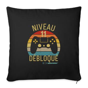 Niveau 11 Débloqué - Housse de coussin décorative 45 x 45 cm - noir - Devant