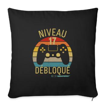 Niveau 17 Débloqué - Housse de coussin décorative 45 x 45 cm - noir - Devant