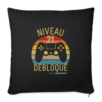 Niveau 21 Débloqué - Housse de coussin décorative 45 x 45 cm - noir - Devant