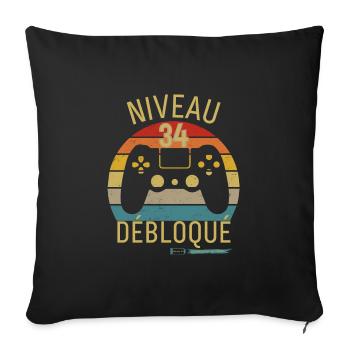 Niveau 34 Débloqué - Housse de coussin décorative 45 x 45 cm - noir - Devant