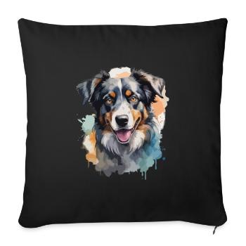 Australian Shepherd Dog Cool Color Explosion - Sofa pillowcase 17,3'' x 17,3'' (45 x 45 cm) - black - Front