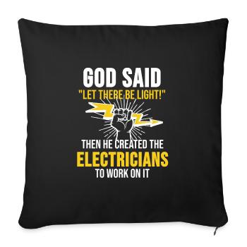 Cadeau de dieu électricien génie électrique - Housse de coussin décorative 45 x 45 cm - noir - Devant
