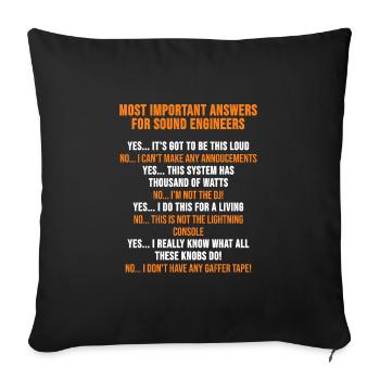 Ingénieur du son ingénieur du son cadeau - Housse de coussin décorative 45 x 45 cm - noir - Devant