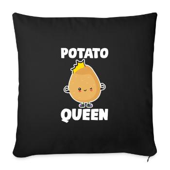 Cadeau de partenaire couple pomme de terre reine - Housse de coussin décorative 45 x 45 cm - noir - Devant