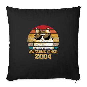 16e anniversaire 2004 cadeau drôle de chat - Housse de coussin décorative 45 x 45 cm - noir - Devant