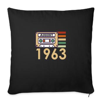 58e anniversaire cadeau d’août 1963 - Housse de coussin décorative 45 x 45 cm - noir - Devant
