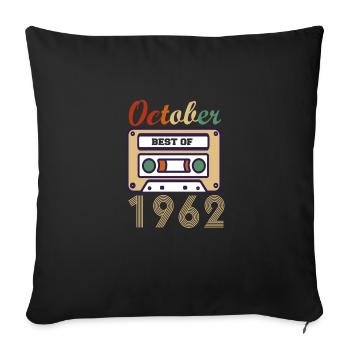 59e anniversaire Cadeau octobre 1962 - Housse de coussin décorative 45 x 45 cm - noir - Devant