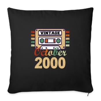 Cadeau du 21e anniversaire octobre 2000 - Housse de coussin décorative 45 x 45 cm - noir - Devant