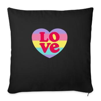 LOVE rainbow heart - Sofa pillowcase 17,3'' x 17,3'' (45 x 45 cm) - black - Front