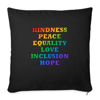 LGBTQ-Pride-Werte - Sofakissenbezug 45 x 45 cm - Schwarz - Vorne