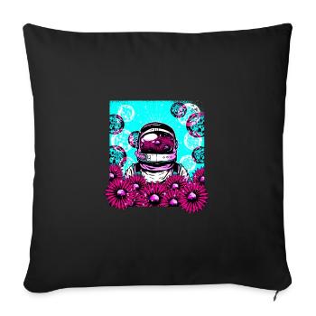 Astronaut flowers - Sofa pillowcase 17,3'' x 17,3'' (45 x 45 cm) - black - Front