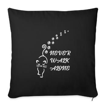 Never Walk alone Frau Katze Shirt - Sofakissenbezug 45 x 45 cm - Schwarz - Vorne