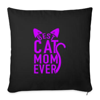 Cat Mom Cat Cat Cat Lover Gift - Sofa pillowcase 17,3'' x 17,3'' (45 x 45 cm) - black - Front