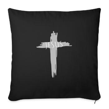 Cross Jesus - Sofa pillowcase 17,3'' x 17,3'' (45 x 45 cm) - black - Front