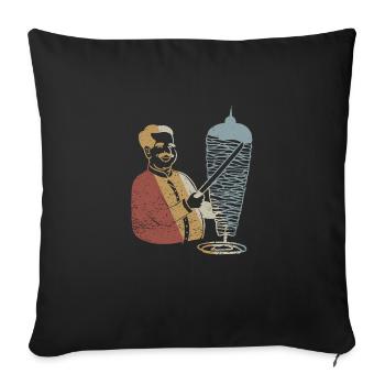 Doner Kebab Retro Style Vintage - Housse de coussin décorative 45 x 45 cm - noir - Devant
