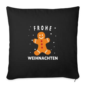 Merry Christmas Frohe Weihnachten süß Lebkuchen - Sofakissenbezug 45 x 45 cm - Schwarz - Vorne