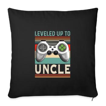 Leveled up to Onkel Uncle Patenonkel - Sofakissenbezug 45 x 45 cm - Schwarz - Vorne