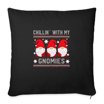 With my gnomes hang out chillin with my gnomes - Sofa pillowcase 17,3'' x 17,3'' (45 x 45 cm) - black - Front