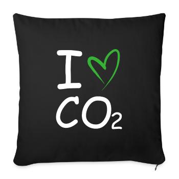 Ich liebe co2 | Klimawandel, Naturschutz - Sofakissenbezug 45 x 45 cm - Schwarz - Vorne