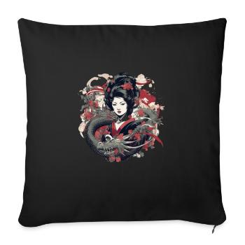 Japan Tradition Japanisch Kultur Frau - Sofakissenbezug 45 x 45 cm - Schwarz - Vorne
