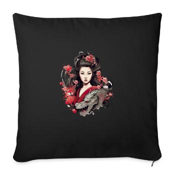 Japan Tradition Japanisch Kultur Frau - Sofakissenbezug 45 x 45 cm - Schwarz - Vorne