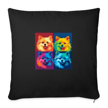 Zwergspitz Hund Hunderasse Pomeranian Pop Art - Sofakissenbezug 45 x 45 cm - Schwarz - Vorne