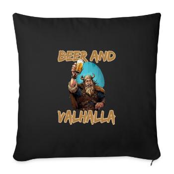 Beer And Valhalla Wikinger - Sofakissenbezug 45 x 45 cm - Schwarz - Vorne