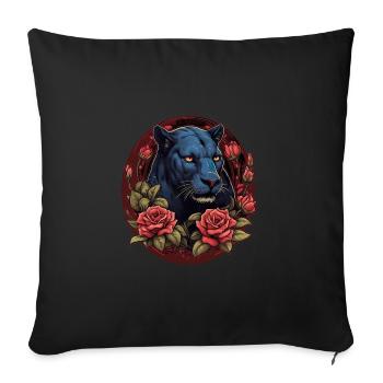 Schwarzer Panther Großkatze - Sofakissenbezug 45 x 45 cm - Schwarz - Vorne