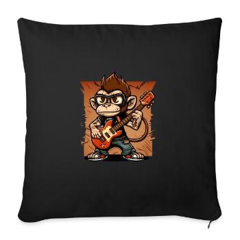 Affe Schimpanse spielt Acousitc Rock Gitarre - Sofakissenbezug 45 x 45 cm - Schwarz - Vorne