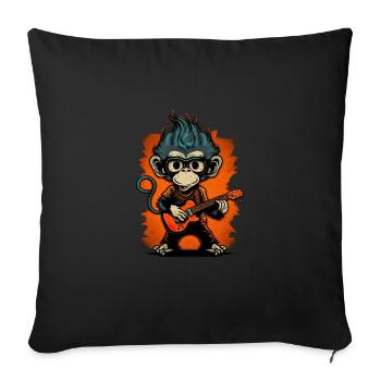 Affe Schimpanse spielt Acousitc Rock Gitarre - Sofakissenbezug 45 x 45 cm - Schwarz - Vorne