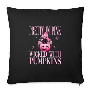 Pretty In Pink Wicked With Pumpkins für Frauen - Sofakissenbezug 45 x 45 cm - Schwarz - Vorne