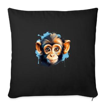 Niedlicher Affe für Kinder für Kinder - Sofakissenbezug 45 x 45 cm - Schwarz - Vorne