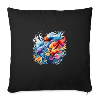 Exotische Zierfische Aquaristik Aquarium - Sofakissenbezug 45 x 45 cm - Schwarz - Vorne