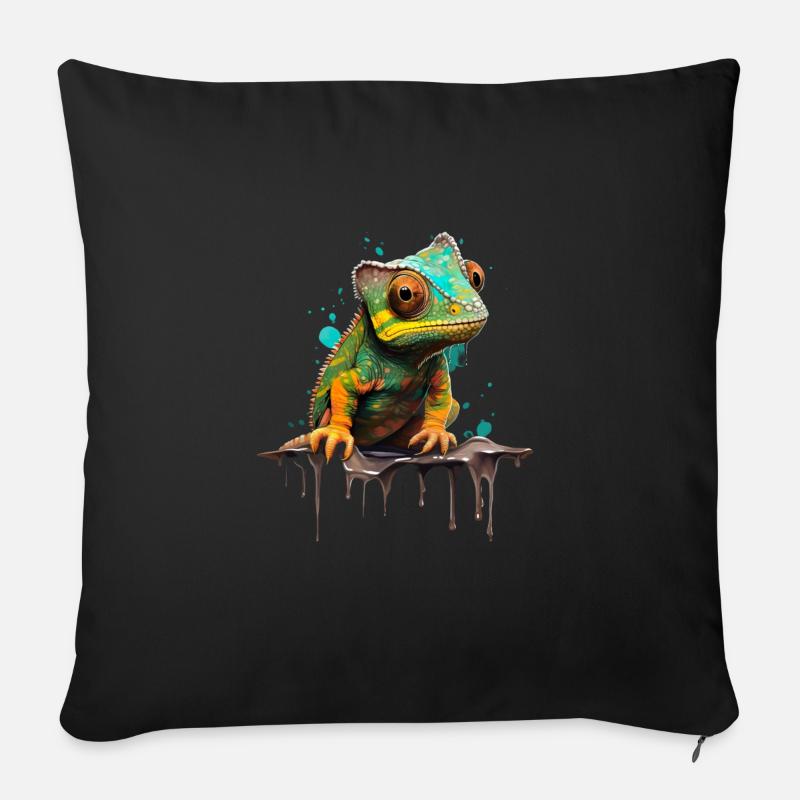 Niedliches Chamäleon Leguan für - Sofakissenbezug 45 x 45 cm - Schwarz