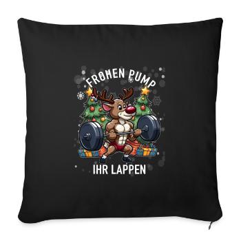 Merry pump her rag bodybuilder reindeer power - Sofa pillowcase 17,3'' x 17,3'' (45 x 45 cm) - black - Front