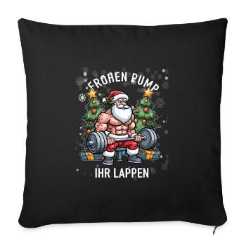 Joyeuse pompe son bodybuilder chiffon Père Noël - Housse de coussin décorative 45 x 45 cm - noir - Devant