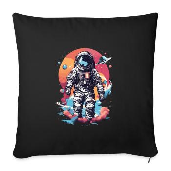Cool astronaut in space - Sofa pillowcase 17,3'' x 17,3'' (45 x 45 cm) - black - Front