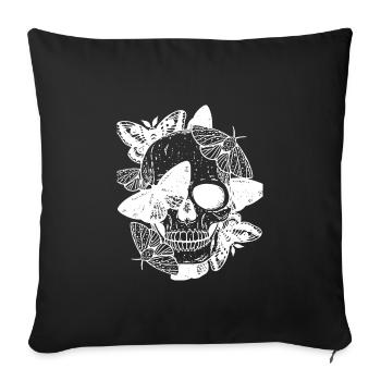 Tête de mort avec des papillons - Housse de coussin décorative 45 x 45 cm - noir - Devant
