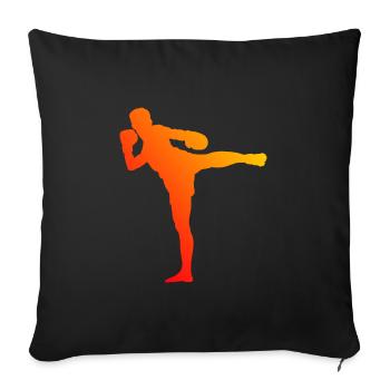 Muay Thai Femmes Hommes Boxeur Thaïlandais Boxe Thaï - Housse de coussin décorative 45 x 45 cm - noir - Devant